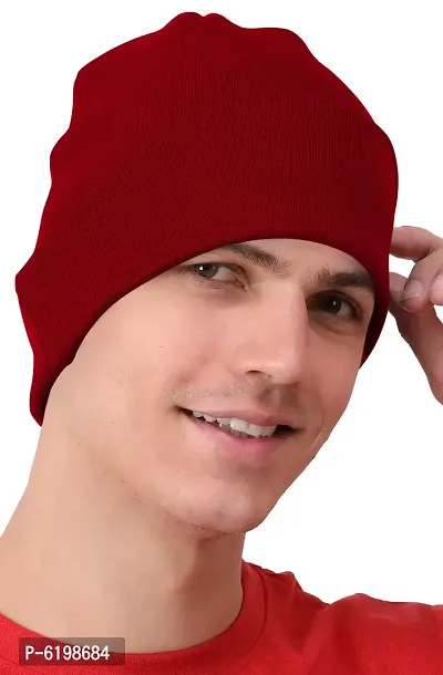 Fabulous Red Cotton Solid Caps For Men