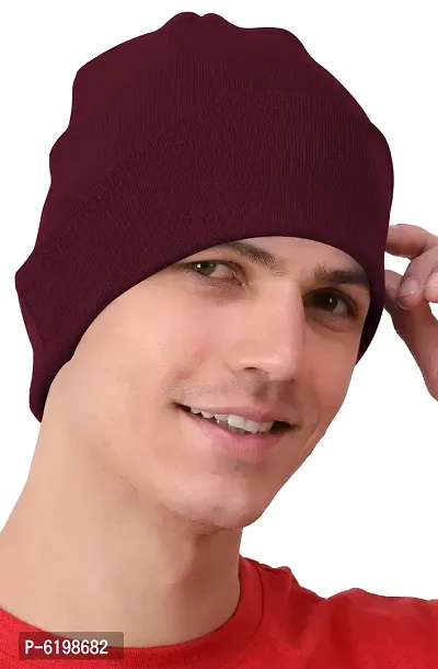 Fabulous Maroon Cotton Solid Caps For Men