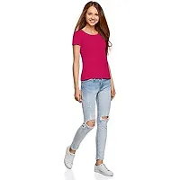 THE BLAZZE 1080 Women's Cotton Round Neck Half Sleeve Top Women's T-Shirt (Small(30-32), Dark Pink)-thumb2