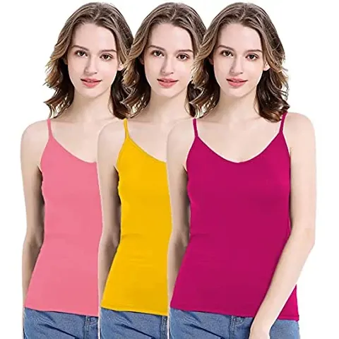 THE BLAZZE 1006 Women's Camisole for Women Camisole Women Camisole Slip for Women Tops for Women Spaghetti Top for Women Combo (Pack of 3) (X-Large(36�-38 ), J - Blue)