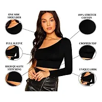 THE BLAZZE 1289 Women's Cotton One Shoulder Full Sleeve Crop Tops-thumb5