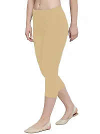 THE BLAZZE 1603 Women's Soft Cotton Lycra Slim Fit Churidar Leggings (X-Large, Beige)-thumb2