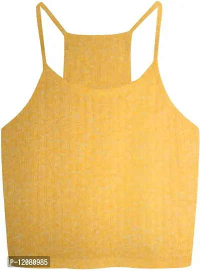 THE BLAZZE 1002 Women's Sleeveless Crop Tops Sexy Strappy Tees (Medium(32""-34""), O - Mustard Yellow)