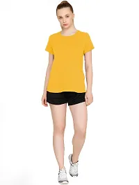 THE BLAZZE 1019 Women's Basic Sexy Solid Scoop Neck Slim Fit Full Sleeve Crop Top T-Shirt for Women (Small(30 -32 ), M - Yellow)-thumb3