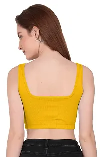THE BLAZZE 1044 Women's Summer Basic Sexy Strappy Sleeveless Crop Tops (Large, Yellow)-thumb1