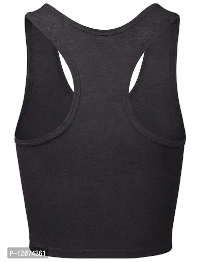 THE BLAZZE Women's Sleeveless Crop Tops Sexy Strappy Tees (X-Large, Charcoal Melange)-thumb3