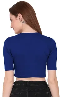 THE BLAZZE 1083 Women's Half Sleeve Tank Crop Tops Bustier Bra Vest Shorts Crop Top Bralette Blouse Top for Women (Medium, Royal Blue)-thumb2