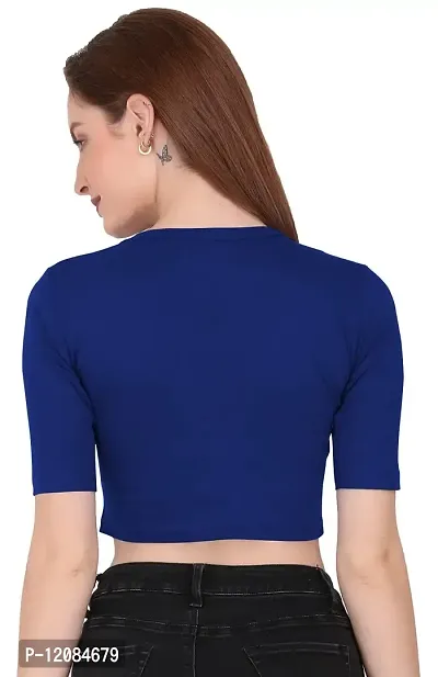 THE BLAZZE 1083 Women's Half Sleeve Tank Crop Tops Bustier Bra Vest Shorts Crop Top Bralette Blouse Top for Women (Medium, Royal Blue)-thumb3