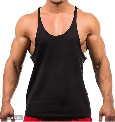 THE BLAZZE Men's Bodybuilding Gym Solid Color Tank Top Stringers (Small, Black)