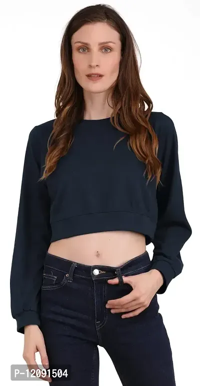 THE BLAZZE 1341 Women's Boxy Round Neck Full Sleeve Crop Top-thumb0