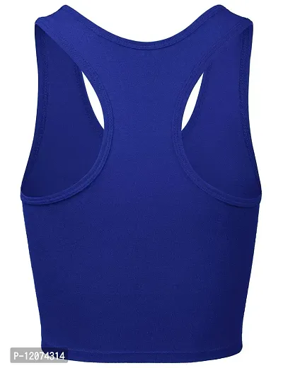 THE BLAZZE Women's Cotton Racerback Basic Crop Tank Tops (Small, Royal Blue)-thumb3