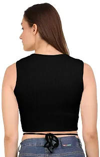 AD2CART A1622 Women's Basic Solid Stylish Criss Cross Ribbed Crop Top-thumb1