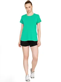 THE BLAZZE 1019 Women's Basic Sexy Solid Scoop Neck Slim Fit Full Sleeve Crop Top T-Shirt for Women (Medium(32-34), N - Reliance Green)-thumb3