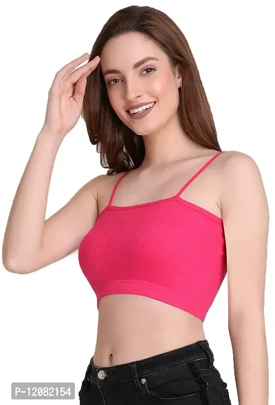 THE BLAZZE 1290 Women's Basic Sexy Solid Slim Fit Sleeveless Saree Readymade Saree Blouse Crop Top T-Shirt for Women (XX-Large, Dark Pink)