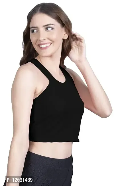 THE BLAZZE 1004 Women's Racerback Round Neck Sleeveless Crop Top(L,Color_02)-thumb4