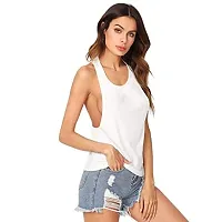 THE BLAZZE Women's Sleeveless Loose Fit Racerback Yoga Workout Tank Top (S, White+White)-thumb1