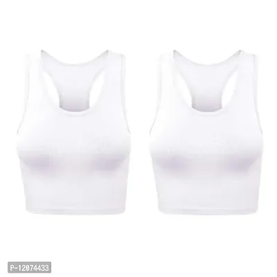 THE BLAZZE Women's Cotton Racerback Basic Crop Tank Tops (X-Large, White White)