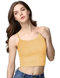 THE BLAZZE 1002 Women's Sleeveless Crop Tops Sexy Strappy Tees (Medium(32""-34""), P - Mustard Yellow)-thumb2