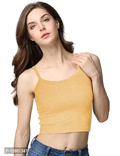 THE BLAZZE 1002 Women's Sleeveless Crop Tops Sexy Strappy Tees (Medium(32""-34""), P - Mustard Yellow)-thumb3