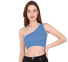 THE BLAZZE Womens Sleeveless Crop Tops Sexy Strappy Tees (Large, Sky Blue)-thumb4