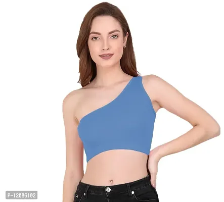 THE BLAZZE Womens Sleeveless Crop Tops Sexy Strappy Tees (Large, Sky Blue)-thumb5