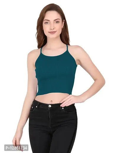 THE BLAZZE 1002 Women's Sleeveless Crop Tops Sexy Strappy Tees (Small(30""-32""), I - Royal Blue)