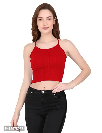 THE BLAZZE 1002 Women's Summer Basic Sexy Strappy Sleeveless Racerback Camisole Crop Top Tops