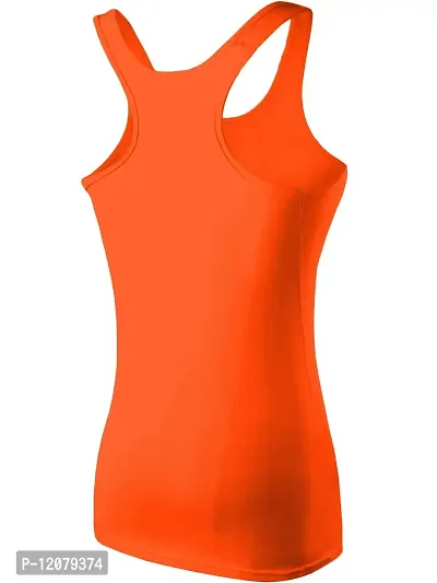 THE BLAZZE Women's Rib Racerback Tank Top (L, Orange)-thumb2