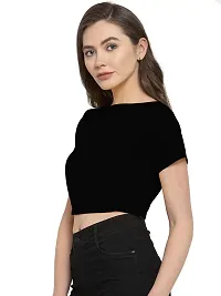 THE BLAZZE 1132 Crop Tops for Women (X-Small, Black)-thumb3