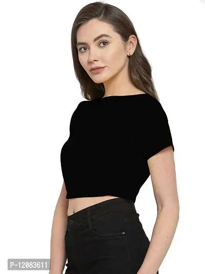 THE BLAZZE 1132 Crop Tops for Women (X-Small, Black)-thumb4