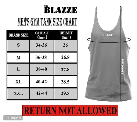 THE BLAZZE 0004 Men's Gym Tank Gym Tank Stringer Tank Tops for Men Gym Vest for Men Vests for Men Sleeveless T-Shirt Bodybuilding Gym Tank Tops for Men-thumb3
