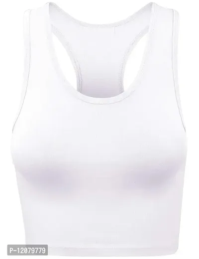 THE BLAZZE 1017 Women's Cotton Racerback Basic Crop Tank Tops-thumb0