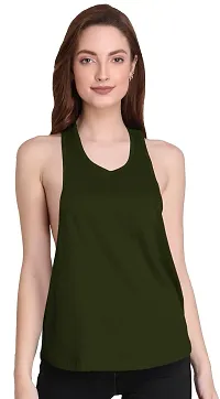 The Blazze 1005 Women's Cotton Racerback Tank Top (Small(30""-32""), Army Green)-thumb1