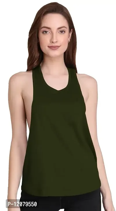 The Blazze 1005 Women's Cotton Racerback Tank Top (Small(30""-32""), Army Green)-thumb2