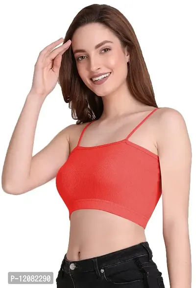 THE BLAZZE 1290 Crop Tops for Women (L, Coral)