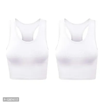 THE BLAZZE Women's Cotton Racerback Basic Crop Tank Tops (XX-Large, White White)