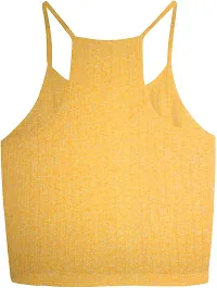 THE BLAZZE 1002 Women's Sleeveless Crop Tops Sexy Strappy Tees (Medium(32""-34""), P - Mustard Yellow)-thumb1