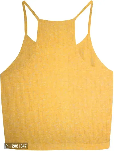 THE BLAZZE 1002 Women's Sleeveless Crop Tops Sexy Strappy Tees (Medium(32""-34""), P - Mustard Yellow)-thumb2