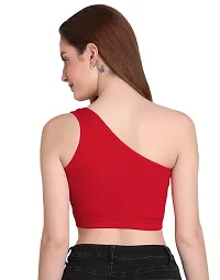 THE BLAZZE Women's Sleeveless Crop Tops Sexy Strappy Tees (M, Red)-thumb2