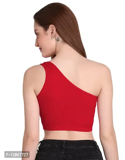 THE BLAZZE Women's Sleeveless Crop Tops Sexy Strappy Tees (M, Red)-thumb3