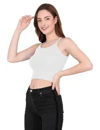 THE BLAZZE 1002 Women's Sleeveless Crop Tops Sexy Strappy Tees (Medium(32""-34""), L - White)-thumb3