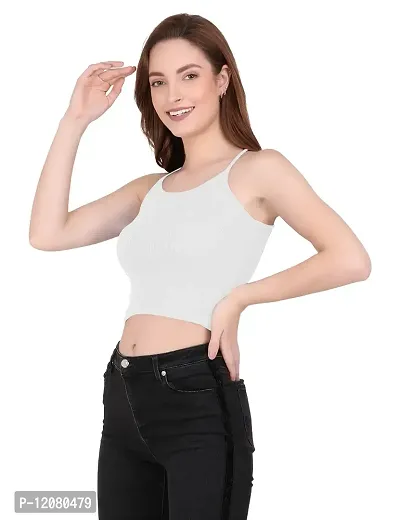 THE BLAZZE 1002 Women's Sleeveless Crop Tops Sexy Strappy Tees (Medium(32""-34""), L - White)-thumb4