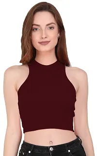 THE BLAZZE 1025 Sexy Women's Tank Tops Bustier Bra Vest Crop Top Bralette Blouse Top for Women (Small, Maroon)-thumb4