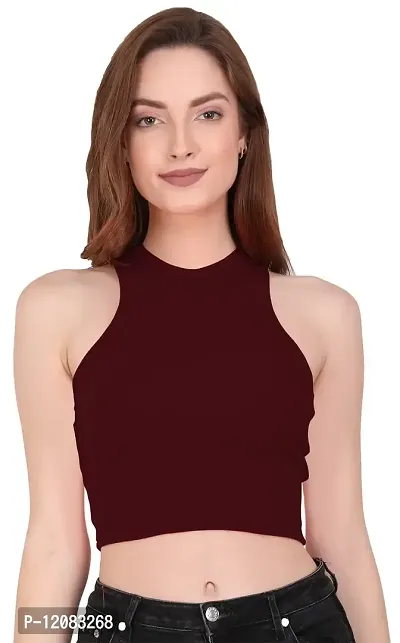 THE BLAZZE 1025 Sexy Women's Tank Tops Bustier Bra Vest Crop Top Bralette Blouse Top for Women (Small, Maroon)-thumb5