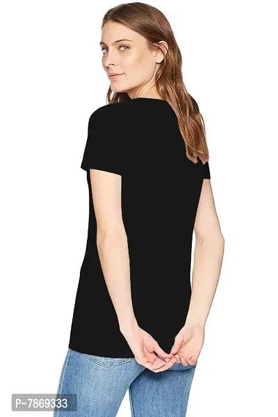 THE BLAZZE 1082 Women's Cotton Round Neck Top Half Sleeve T-Shirts for Women Women's T-Shirt (Small(30-32), A - Black)-thumb3