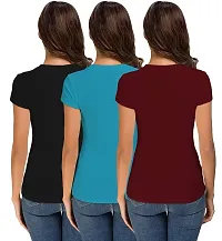 THE BLAZZE Women's T-Shirt (Pack of 3) (QW-62_Black, Blue  Maroon_XX-Large)-thumb1