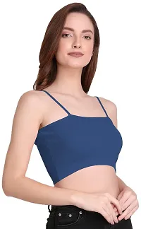 THE BLAZZE 1290 Women's Sleeveless Crop Tops Sexy Strappy Tees (Large, Royal Blue)-thumb3