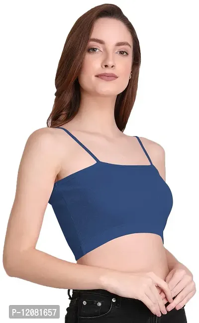 THE BLAZZE 1290 Women's Sleeveless Crop Tops Sexy Strappy Tees (Large, Royal Blue)-thumb4