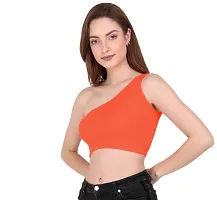 THE BLAZZE Womens Sleeveless Crop Tops Sexy Strappy Tees (X-Large, Orange)-thumb3