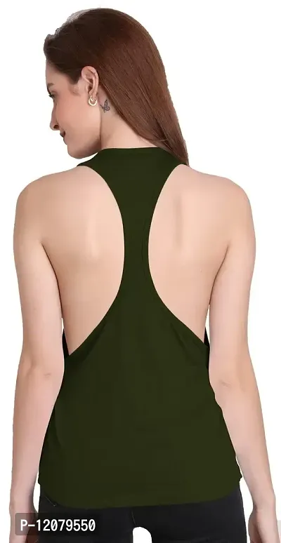 The Blazze 1005 Women's Cotton Racerback Tank Top (Small(30""-32""), Army Green)-thumb3